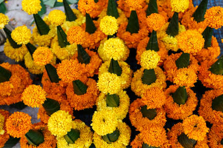 flower sold for fending temple in Luang Prabangの写真素材