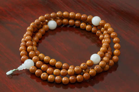 A yellow Buddhist rosary, bodhi,の写真素材
