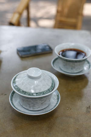 Covered-bowl tea in Sichuan Chinaの写真素材