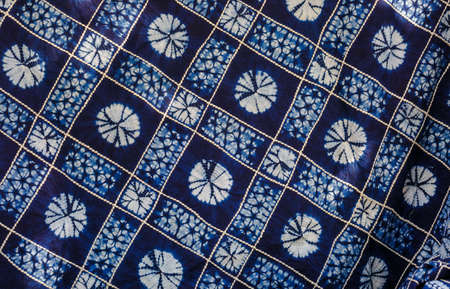 Blue and white tie dyed fabricの写真素材