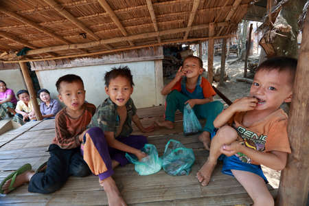In the nearby village of Luang Prabangのeditorial素材