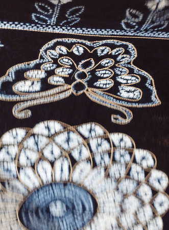 Maple Leaf patterned tie dyed fabric, Yunnan tie dyeの写真素材