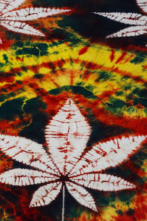Maple Leaf patterned tie dyed fabric, Yunnan tie dyeの写真素材