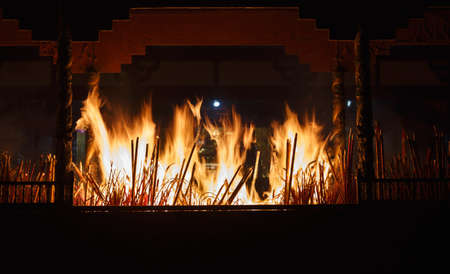 incense in temple burningの写真素材