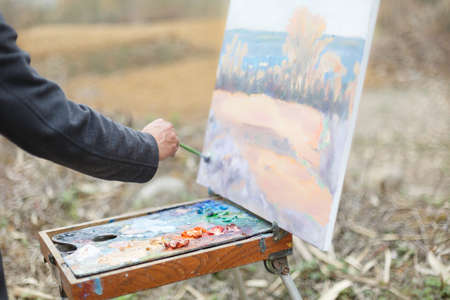 Outdoor oil painting sceneのeditorial素材