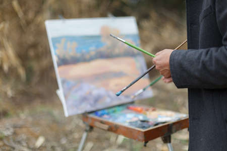 Outdoor oil painting sceneのeditorial素材