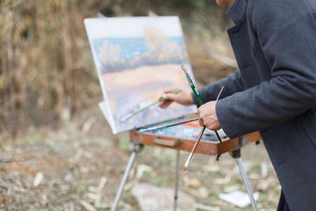 Outdoor oil painting sceneのeditorial素材