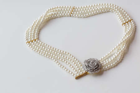 A string of necklaces on  white backgroundの写真素材