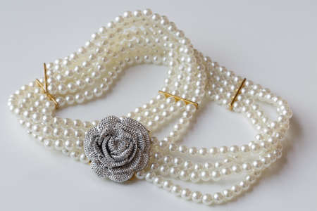 A string of necklaces on  white backgroundの写真素材