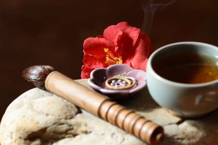 Tea, incense and flower