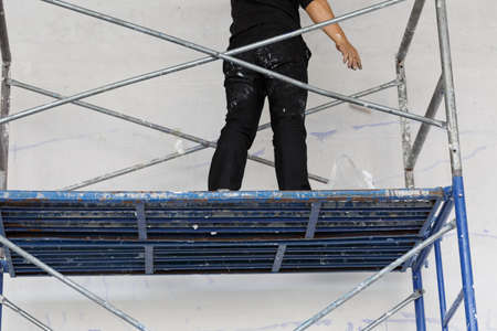 Scaffolding and workerの写真素材