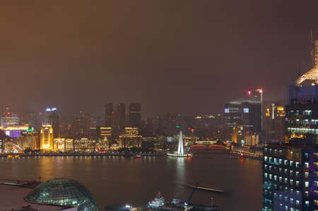 Shanghai,China - on December 20, 2016 ,The  Bund,  commercial street scene at dusk,The Beach  is one...