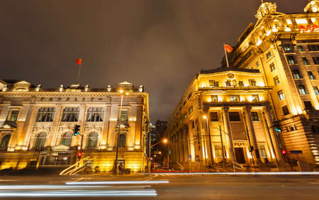 Shanghai,China - on December 20 , 2016,The  night scene of   classical European architecture in the bund,Shanghai at night. Located in The Bund (Waitan). It is a waterfront area in central Shanghaiのeditorial素材