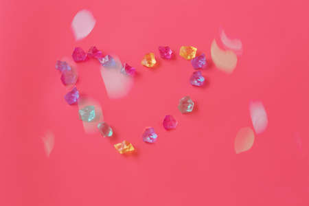 A heart shaped by a lot of crystal stonesの写真素材