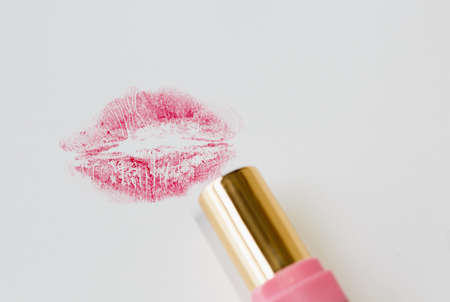 lip print on paperの写真素材