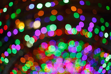 A large number of colored light halos in the nightの写真素材