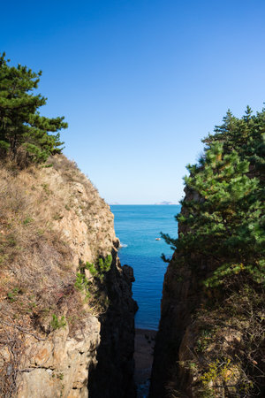 Rocky coast of the Black Sea. Crimea, Ukraine, Europeの写真素材