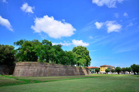 town wall of Lucca Tuscany Italyの写真素材