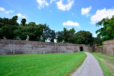 town wall of Lucca Tuscany Italyの写真素材