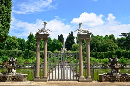 Entrance gate Giardino de Boboli Florence Italyの写真素材