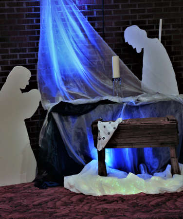 A vertical image of a Nativity Scene.の写真素材