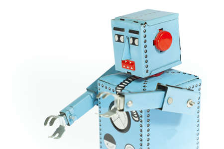 robot working on white backgroundの写真素材