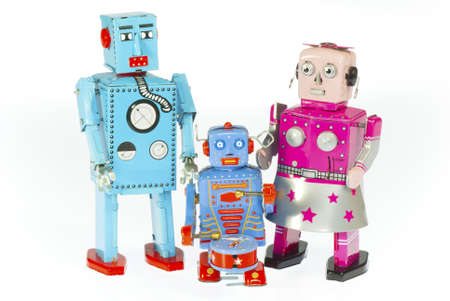 robot family isolated on white