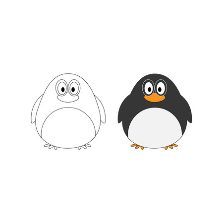 Penguin on white background. Cute cartoon penguin. Vector illustration.のイラスト素材