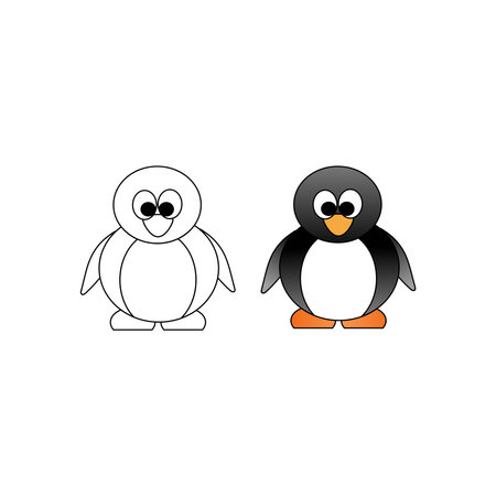 Penguin icon on white background. Cartoon penguin vector illustration.のイラスト素材