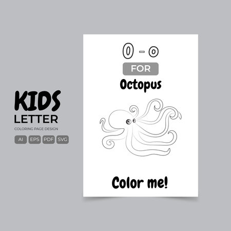Cute postcard template with octopus. Vector Illustration.のイラスト素材