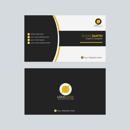 Business card template for company corporate style. Black and yellow color. Vector illustration.のイラスト素材