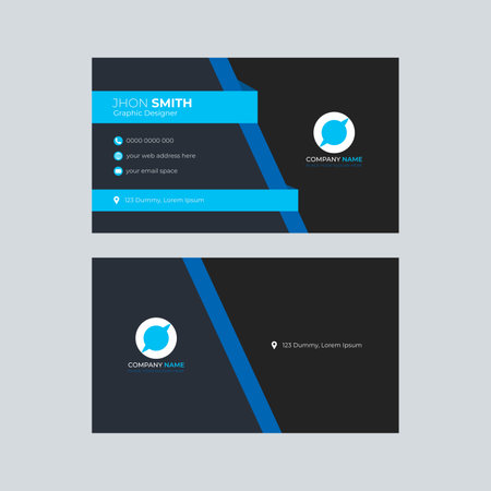 Creative and Clean Business Card Vector Template. Blue and Black Colorsのイラスト素材
