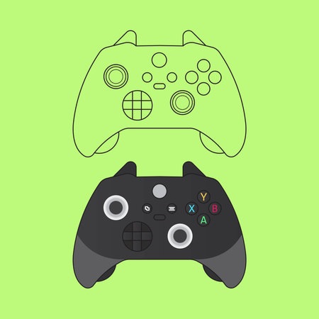 Gamepad isolated on green background. Game controller in flat style. Vector illustration.のイラスト素材