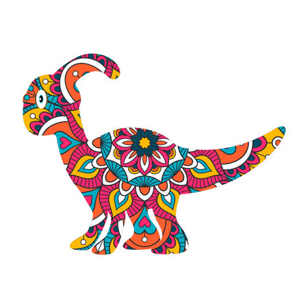 Dinosaur coloring book for adults. Hand drawn vector illustration in doodle style.のイラスト素材