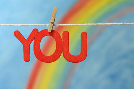 Red letters spelling the word you to illustrate the concept of the self and personal identity.の写真素材