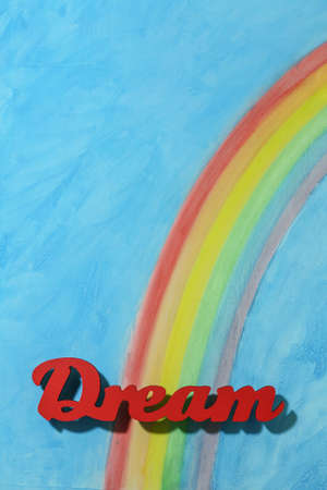 Red letters spelling the word dream to illustrate the lifestyle concepts of inspiration, ambition...