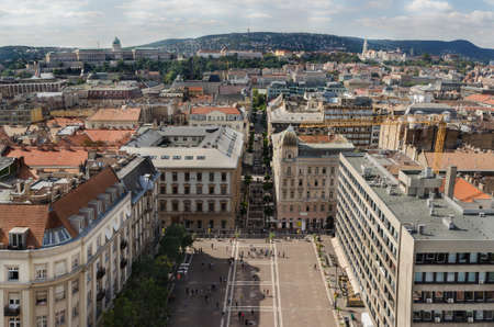 aerial view of the city from a windowの写真素材