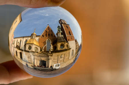 cathedral inside a crystal ballの写真素材