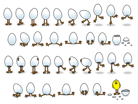 Easter Chicks Hatching from White Eggsのイラスト素材