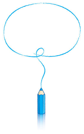 Empty Oval Message Bubble Drawn by Small Blue Pencilのイラスト素材