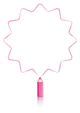Twelve round pointed Star Drawn Pink pencilのイラスト素材