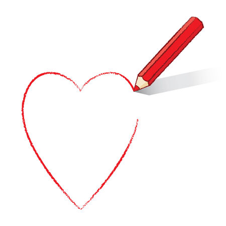 Red Pencil Drawing Ace of Hearts Playing Card Iconのイラスト素材