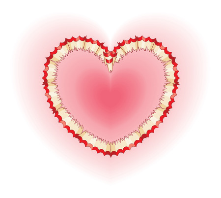 Red Pencil Shavings in Shape of Heartのイラスト素材