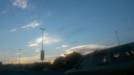 driving during sunsetの素材