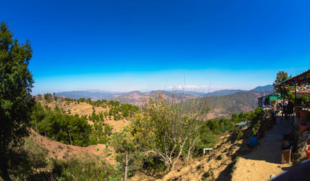 Isolated Mountain Village Landscape Photography From Uttarakhand Indiaの写真素材