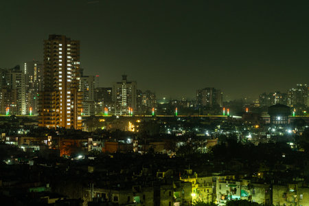 View of the city at night in Shenzhen, Guangdongの写真素材