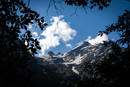 Snow capped Mountain peaks from Valley of Flowers, Himalayan Mountain range in Chamoli Uttarakhand...
