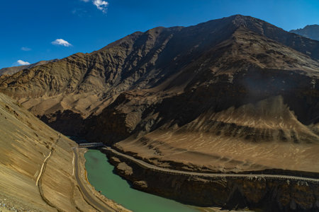 Landscape view of Leh Ladakh, Jammu and Kashmir, Indiaの写真素材