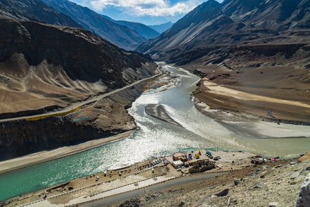 Himalayan landscape along Manali-Leh highway. Himachal Pradesh, India
