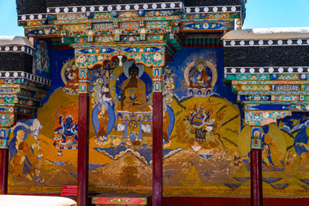 Buddhist prayer wheel in Leh, Ladakh, India.の写真素材